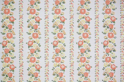 1960s Floral Stripe Vintage Wallpaper