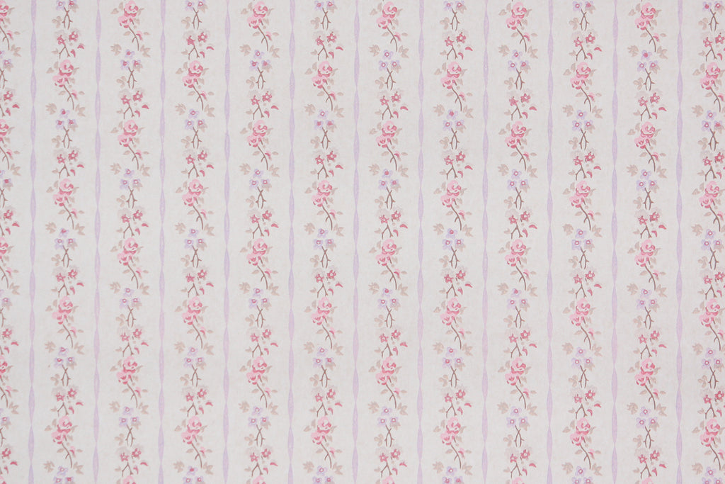 1960s Floral Stripe Vintage Wallpaper