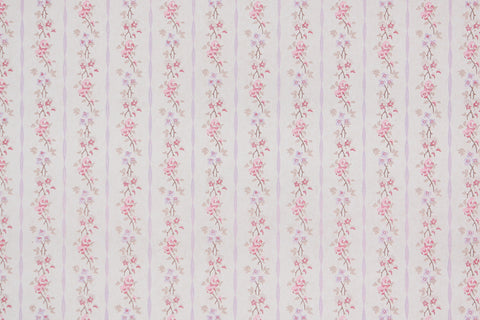 1960s Floral Stripe Vintage Wallpaper