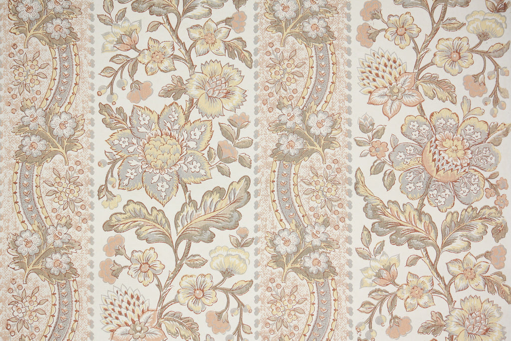 1970s Floral Stripe Vintage Wallpaper