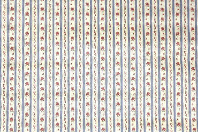 1980s Floral Stripe Vintage Wallpaper
