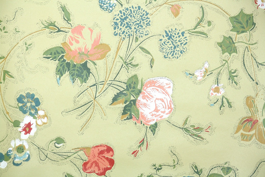 1960s Floral Vintage Wallpaper