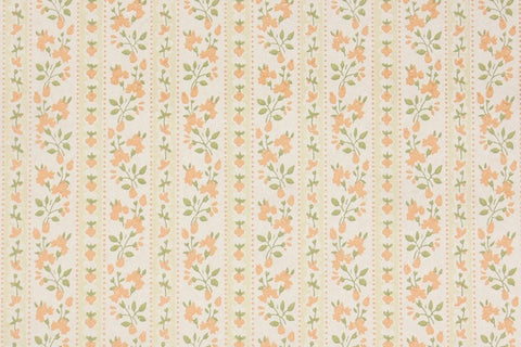 1970s Floral Stripe Vintage Wallpaper
