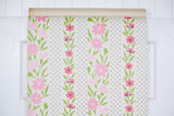 1960s Floral Stripe Vintage Wallpaper