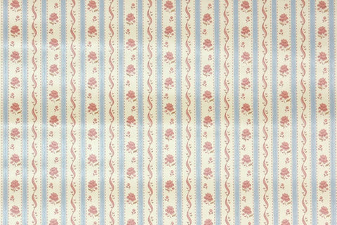 1980s Floral Stripe Vintage Wallpaper