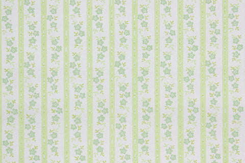 1960s Floral Stripe Vintage Wallpaper