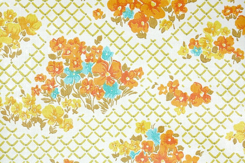 1970s Floral Vintage Wallpaper