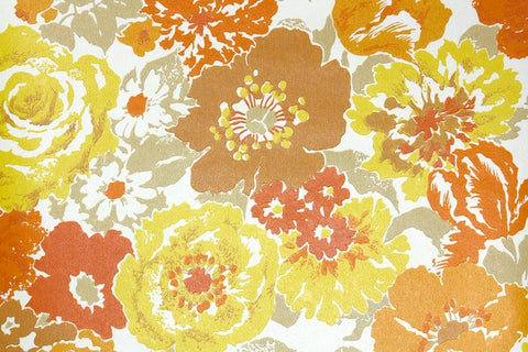 1970s Floral Vintage Wallpaper