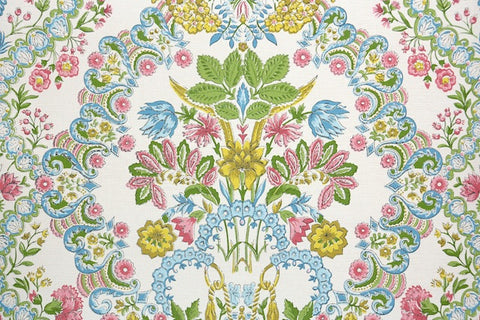 1960s Floral Damask Vintage Wallpaper