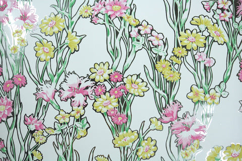 1970s Floral Mylar Vintage Wallpaper