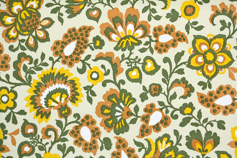 1970s Floral Vinyl Vintage Wallpaper