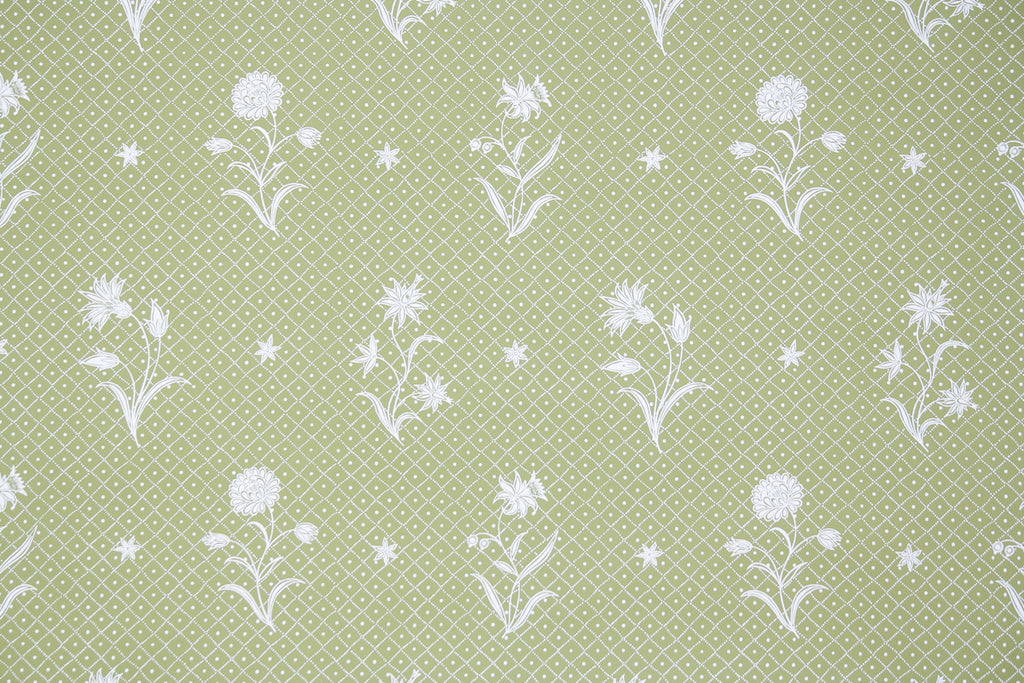 1970s Floral Hand-Print Vintage Wallpaper