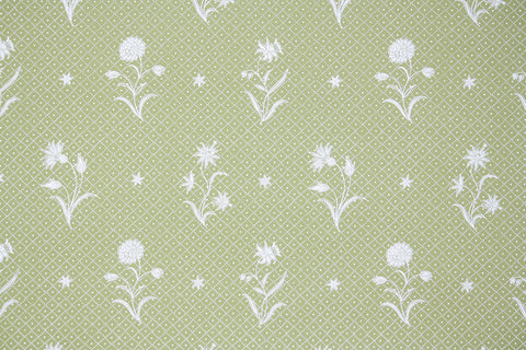 1970s Floral Hand-Print Vintage Wallpaper