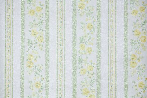 1970s Stripe Floral Vintage Wallpaper