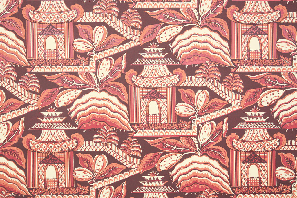 1970s Scenic Hand-Print Vintage Wallpaper