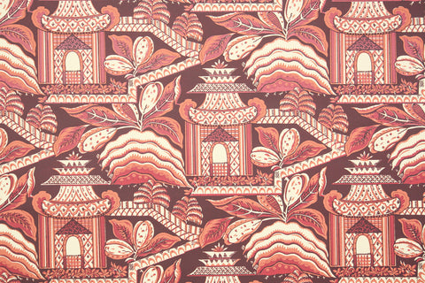 1970s Scenic Hand-Print Vintage Wallpaper