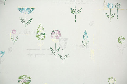1960s Floral Vintage Wallpaper