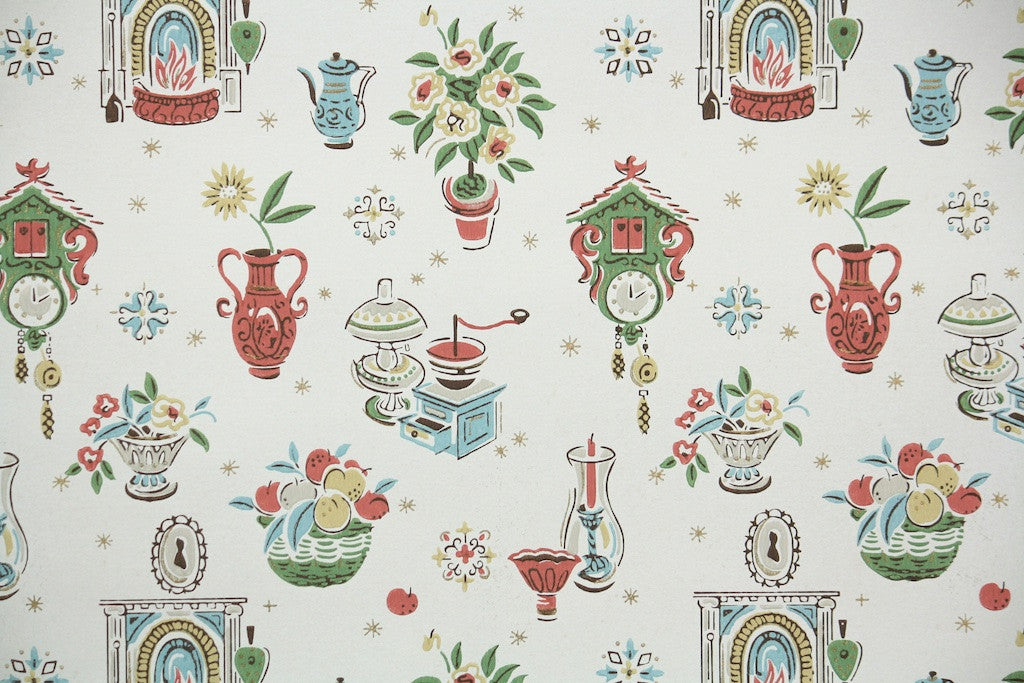 1950s Kitchen Vintage Wallpaper