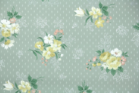 1940s Floral Vintage Wallpaper