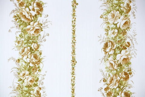 1970s Floral Stripe Vintage Wallpaper