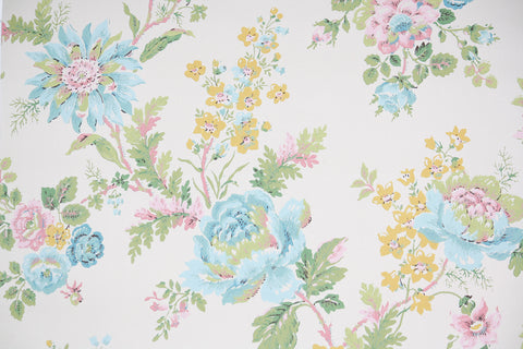 1960s Floral Vintage Wallpaper