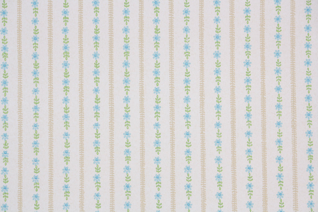 1960s Floral Stripe Vintage Wallpaper