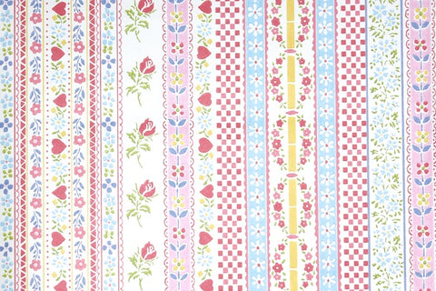 1970s Floral Stripe Vintage Wallpaper