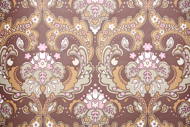 1970s Damask Vintage Wallpaper