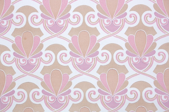 1970s Damask Vintage Wallpaper