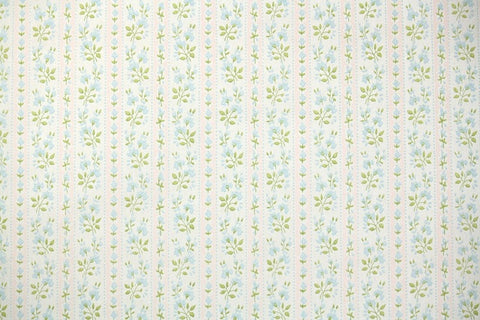 1960s Floral Stripe Vintage Wallpaper