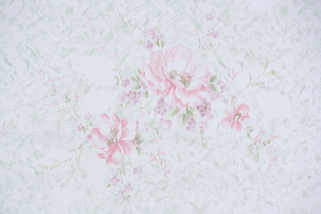 1980s Floral  Vintage Wallpaper