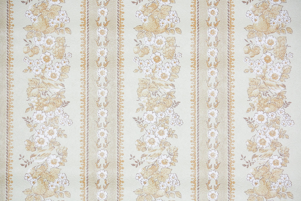 1970s Floral Stripe Vintage Wallpaper