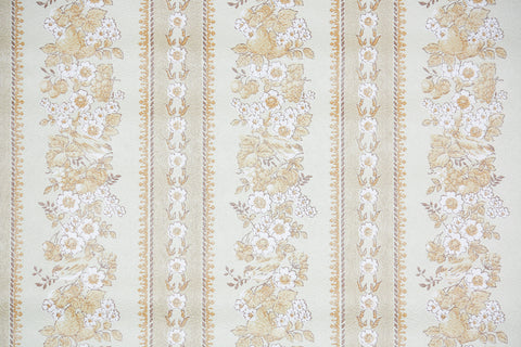 1970s Floral Stripe Vintage Wallpaper