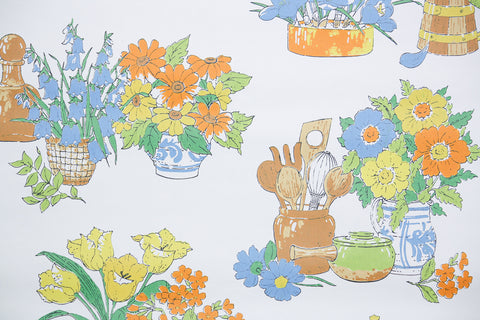 1970s Floral Vintage Wallpaper