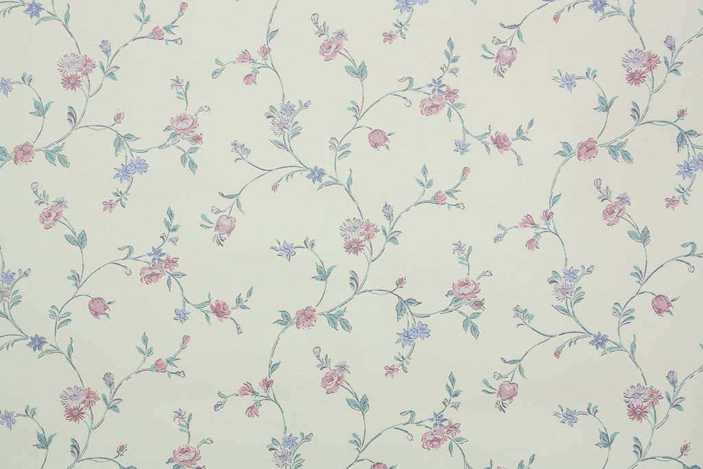 1980s Floral Vintage Wallpaper