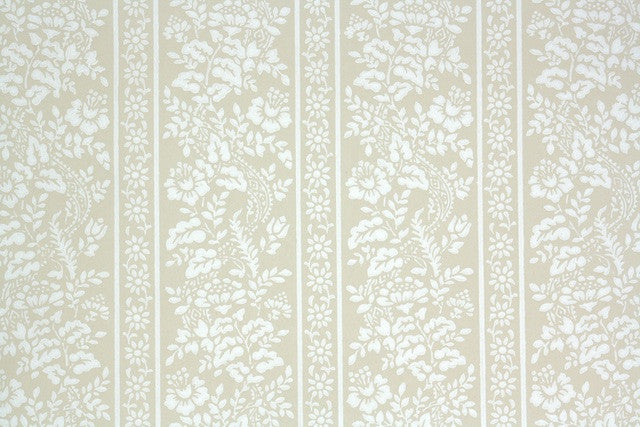 1960s Floral Stripe Vintage Wallpaper
