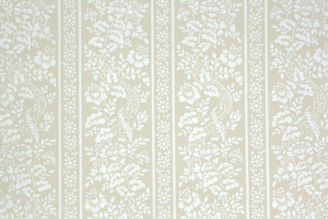 1960s Floral Stripe Vintage Wallpaper