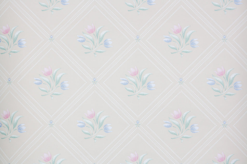 1980s Floral Vintage Wallpaper