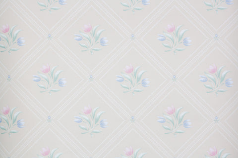 1980s Floral Vintage Wallpaper