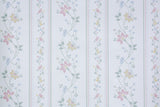 1980s Floral Stripe Vintage Wallpaper