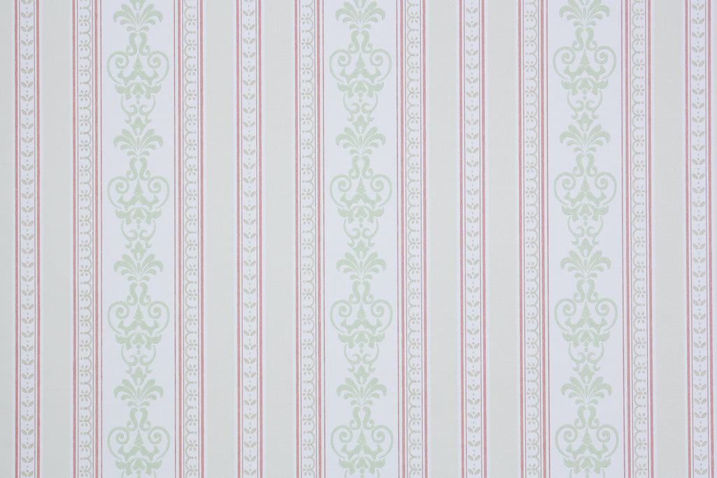 1990s Damask Stripe Vintage Wallpaper