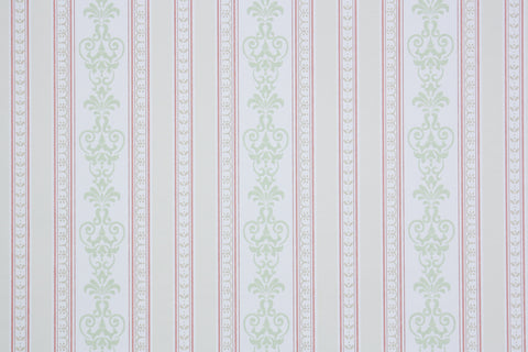 1990s Damask Stripe Vintage Wallpaper