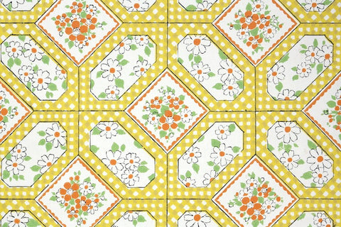 1960s Floral Vintage Wallpaper