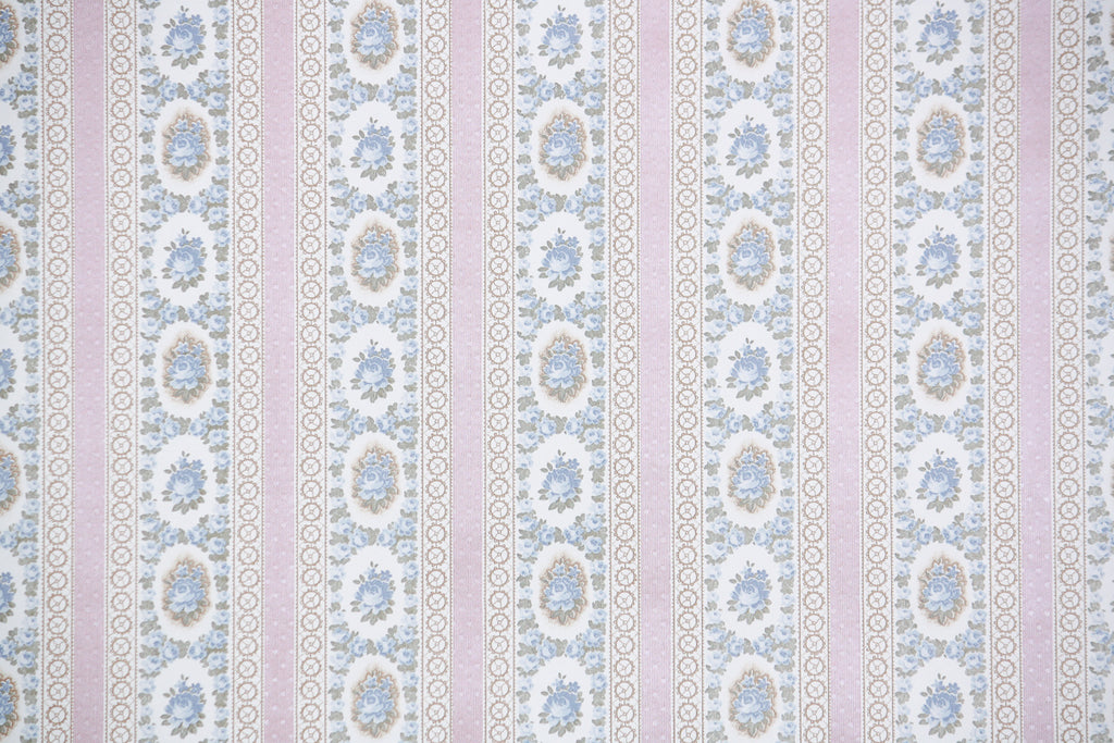 1980s | 1990s Floral Stripe Vintage Wallpaper