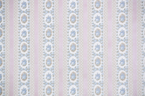 1980s | 1990s Floral Stripe Vintage Wallpaper