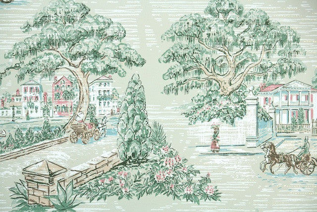 1950s Scenic Vintage Wallpaper