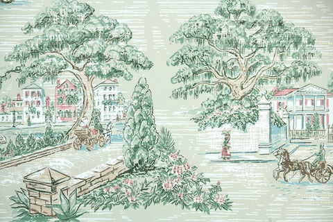 1950s Scenic Vintage Wallpaper