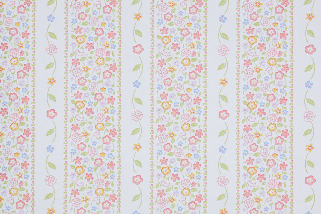 1980s Floral Stripe Vintage Wallpaper