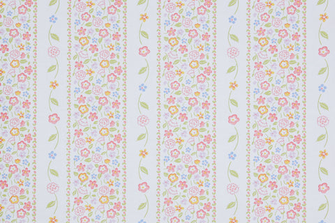 1980s Floral Stripe Vintage Wallpaper