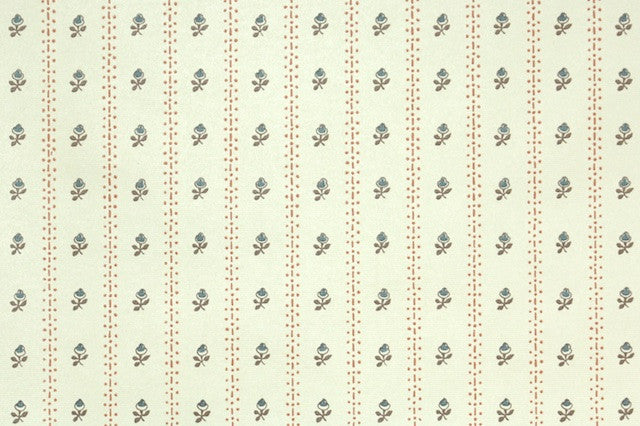 1980s Floral Stripe Vintage Wallpaper